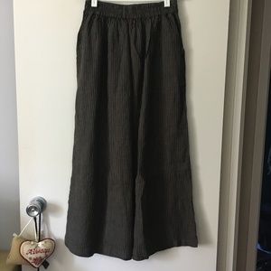 NWT LESUMES Linen Pull On Wide Leg Crop Pants S